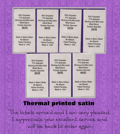 Custom satin thermal printed labels 